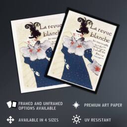 Artery8 La Revue Blanche Advert Vintage Framed Wall Art Print Toulouse Lautrec in Blue - Size: A4 - thumbnail 2