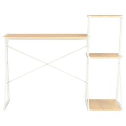 Berkfield Home Desk with Shelf White & Oak 116x50x93 cm - Size: 116 x 50 x 93 cm - thumbnail 2