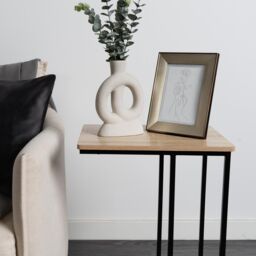 OHS Wood Effect C-Shaped Coffee Table Sofa Desk in Light Brown - thumbnail 4