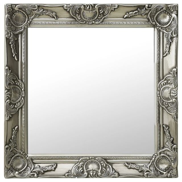 Berkfield Home Wall Mirror Baroque Style 50x50 cm Silver - image 1
