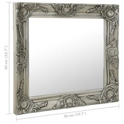 Berkfield Home Wall Mirror Baroque Style 50x50 cm Silver - thumbnail 6