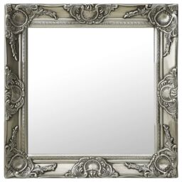 Berkfield Home Wall Mirror Baroque Style 50x50 cm Silver - thumbnail 1