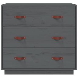 Berkfield Home Sideboard Grey 80x40x75 cm Solid Wood Pine - Size: 80 x 40 x 75 cm - thumbnail 3