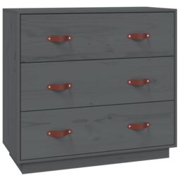 Berkfield Home Sideboard Grey 80x40x75 cm Solid Wood Pine - Size: 80 x 40 x 75 cm - thumbnail 2