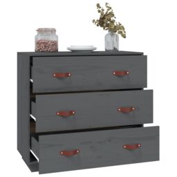 Berkfield Home Sideboard Grey 80x40x75 cm Solid Wood Pine - Size: 80 x 40 x 75 cm - thumbnail 6
