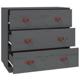 Berkfield Home Sideboard Grey 80x40x75 cm Solid Wood Pine - Size: 80 x 40 x 75 cm - thumbnail 4