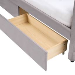 Wyld and Coco Velvet Daybed Light Grey 90 x 200 cm with Slatted Base and Drawers - Size: Single - thumbnail 9