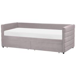 Wyld and Coco Velvet Daybed Light Grey 90 x 200 cm with Slatted Base and Drawers - Size: Single - thumbnail 5
