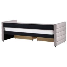 Wyld and Coco Velvet Daybed Light Grey 90 x 200 cm with Slatted Base and Drawers - Size: Single - thumbnail 7