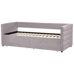 Wyld and Coco Velvet Daybed Light Grey 90 x 200 cm with Slatted Base and Drawers - Size: Single - thumbnail 4