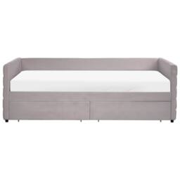Wyld and Coco Velvet Daybed Light Grey 90 x 200 cm with Slatted Base and Drawers - Size: Single - thumbnail 6