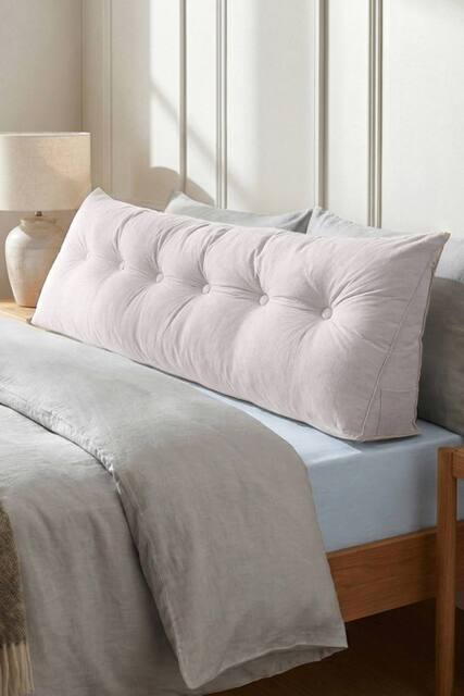 Washable Wedge Headboard Pillow with Storage Pocket in White - Size: Large - image 1