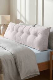 Washable Wedge Headboard Pillow with Storage Pocket in White - Size: Large - thumbnail 1