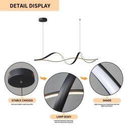 Garwarm Metal Wave Simple Dimmable Chandelier with Remote Control in Black - thumbnail 5