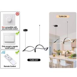 Garwarm Metal Wave Simple Dimmable Chandelier with Remote Control in Black - thumbnail 3