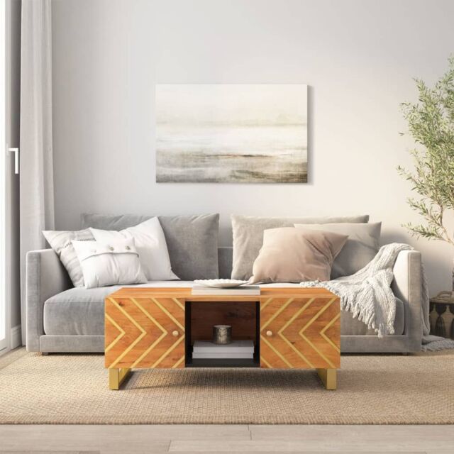 Berkfield Home Coffee Table Brown & Black 100x54x40 cm Solid Wood Mango - Size: 100 x 54 x 40 cm - image 1