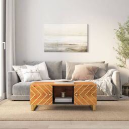 Berkfield Home Coffee Table Brown & Black 100x54x40 cm Solid Wood Mango - Size: 100 x 54 x 40 cm - thumbnail 1