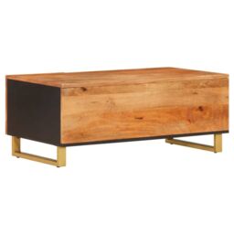 Berkfield Home Coffee Table Brown & Black 100x54x40 cm Solid Wood Mango - Size: 100 x 54 x 40 cm - thumbnail 6