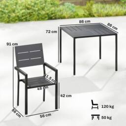 OUTSUNNY 5 Pieces Garden Dining Set, Outdoor Furniture with HDPE Table in Black - thumbnail 3