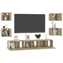 Berkfield Home 7 Piece TV Cabinet Set Sonoma Oak Engineered Wood in Brown - thumbnail 3