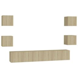 Berkfield Home 7 Piece TV Cabinet Set Sonoma Oak Engineered Wood in Brown - thumbnail 2