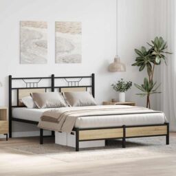 Berkfield Home Bed Frame without Mattress Sonoma Oak 140x200 cm Engineered Wood in Brown - thumbnail 4