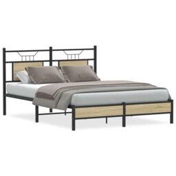 Berkfield Home Bed Frame without Mattress Sonoma Oak 140x200 cm Engineered Wood in Brown - thumbnail 2