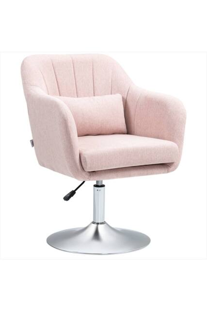 ERGOVEXA Swivel Linen Fabric Accent Chair Contemporary Vanity Armchair, Pink - image 1