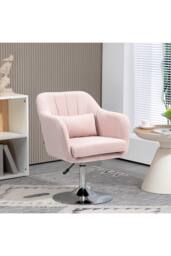 ERGOVEXA Swivel Linen Fabric Accent Chair Contemporary Vanity Armchair, Pink - thumbnail 3