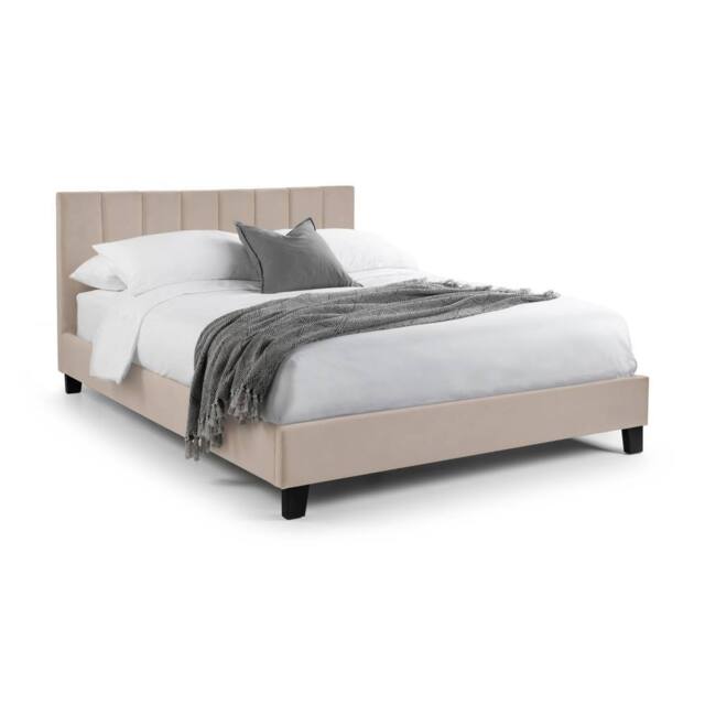 Cheshire Pebble Cream Velvet Upholstered Bed - Double (135cm) - image 1