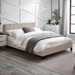 Cheshire Pebble Cream Velvet Upholstered Bed - Double (135cm) - thumbnail 3