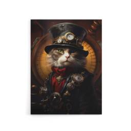 "Artery8 Steampunk Seacat Captain Concept Canvas Wall Art Print in Brown - Size: W18"" x H24""" - thumbnail 1