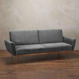Lemon Pavilion Furniture Nico Sofa Bed - Velvet - L83 x W210 x H85 cm - Grey - Size: 1 Pack - thumbnail 3