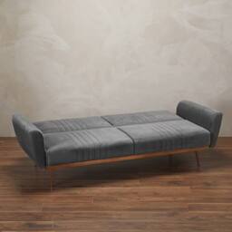 Lemon Pavilion Furniture Nico Sofa Bed - Velvet - L83 x W210 x H85 cm - Grey - Size: 1 Pack - thumbnail 4