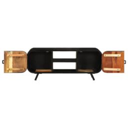 Berkfield Home TV Cabinet 110x30x45 cm Solid Reclaimed Wood in Brown - Size: 110 x 30 x 45 cm - thumbnail 5