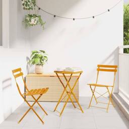 Berkfield Home Outdoor Chairs Mustard Metal Compact Foldable Outdoor Chair - thumbnail 2