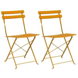 Berkfield Home Outdoor Chairs Mustard Metal Compact Foldable Outdoor Chair