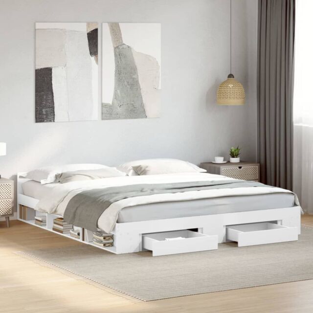 Berkfield Home Bed Frame with Drawers without Mattress White 180x200 cm Super King - image 1