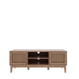 Wyld Haus Waterford Oak & Rattan TV Unit 2 Doors in Natural - thumbnail 2