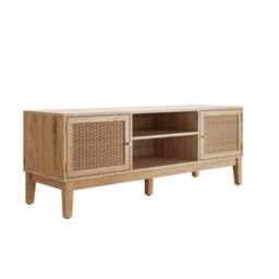 Wyld Haus Waterford Oak & Rattan TV Unit 2 Doors in Natural - thumbnail 3