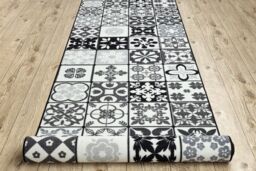 RugsX Anti-Slip Azulejo Runner in Grey - Size: 57 cm x 480 cm - thumbnail 5