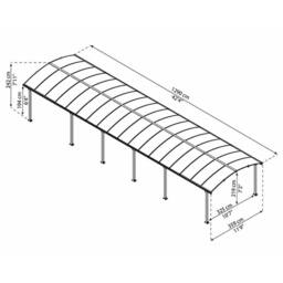 Palram Arcadia Carport 12700 - Polycarbonate - L1290 x W359 x H242 - Grey - thumbnail 3