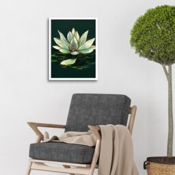 "Artery8 Wall Art Print Peaceful Elegant Water Lily Modern Tranquil Art Framed in White - Size: W12"" x H16""" - thumbnail 2