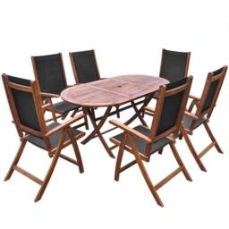 Berkfield Home 9 Piece Outdoor Dining Set with Cushions Solid Acacia Wood in Brown - thumbnail 1
