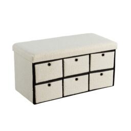 Home Source Folding Ottoman Chest Solid Sturdy Storage Bedding Box Trunk in Cream - thumbnail 8