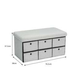 Home Source Folding Ottoman Chest Solid Sturdy Storage Bedding Box Trunk in Cream - thumbnail 9
