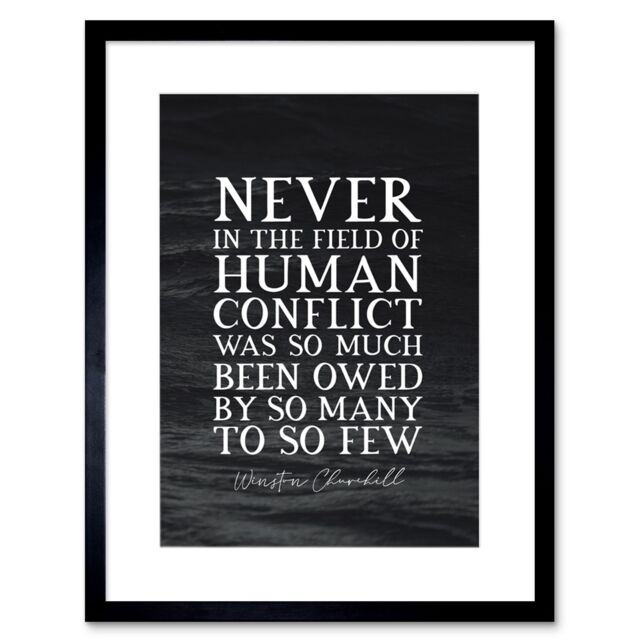 "Artery8 Wall Art Print Slate Quote Winston Churchill Human Conflict Artwork Framed 9X7 Inch in Black - Size: W7"" x H9""" - image 1