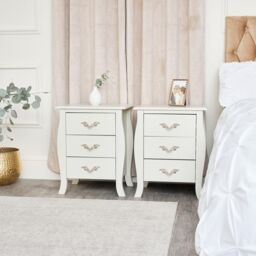 Melody Maison Pair Of 3 Drawer Bedside Tables - Elizabeth Ivory Range in Off-White - thumbnail 3