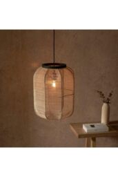 Netlighting Zaire Single Pendant Ceiling Lamp Natural Linen Matt Black in Brown - thumbnail 5