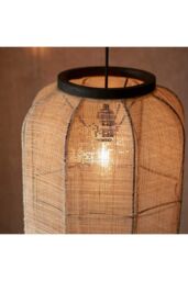 Netlighting Zaire Single Pendant Ceiling Lamp Natural Linen Matt Black in Brown - thumbnail 6